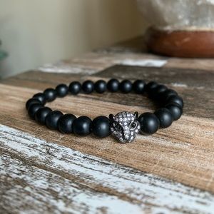 Black Victoria Emerson Bracelet with Leopard Charm